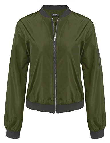ZeagooWomen Bomber Jacket Casual Jackets Lightweight Zip Up Jacket Classic Solid Jacket