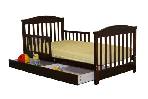 Dream On Me Mission Style Toddler Bed with Storage Drawer, Espresso