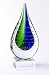 Mouth Blown Teardrop Blue/Green Fine Crystal Centerpiece 10.5"