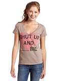 Junk Food Women's Shut Up And Love Me Short Sleeve V-Neck Tee