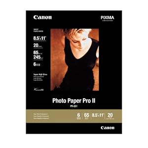 Canon Photo Paper Pro II, 8.5 x 11 Inches, 20 Sheets (2737B013)