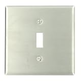 Leviton 84040-40 2-Gang 1-Toggle Centered Device Switch Wallplate, 302 Stainless Steel, Device Mount, Stainless Steel