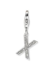 Sterling Silver CZ Letter X w/Lobster Claw Clasp Clasp Charm