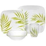 Corelle Bamboo Leaf Square Round 16-Piece Dinnerware Set, Service for 4 by Corelle