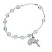 Silvertone Single-Decade Rosary Initial Bracelet