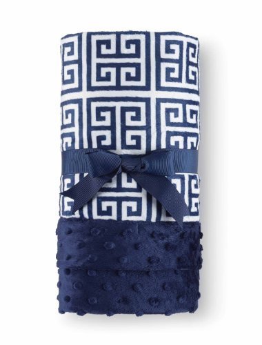 Mud Pie Greek Key Blanket, Navy picture