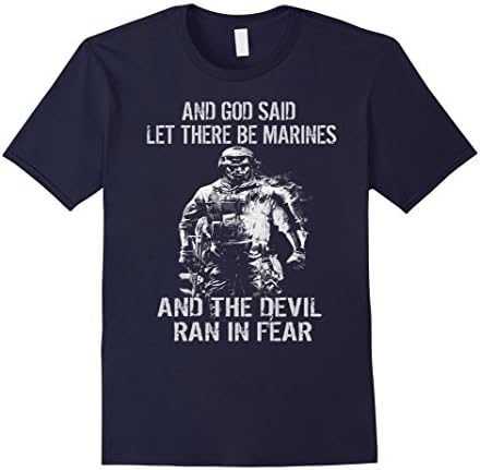 Men's And God said let be marines and the devil ran in fear Large Navy