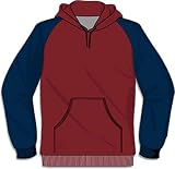 Fruit of the Loom two tone baseball hooded sweatshirt Brick Red and Deep Navy Large (41-43 inch chest)