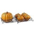 Ceramic Pumpkin Soup Tureen and Serving Bowl Set, 7 Pieces