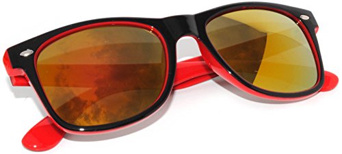 Wayfarer New Women Vintage Two-Tone Sunglasses (Red Mirror Lens)