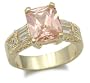 3 Carats Emerald Cut Pink Cubic Zirconia Ring