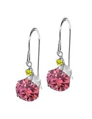 1.83 Ct Round Pink Diamond Canary Diamond 14K White Gold Earrings