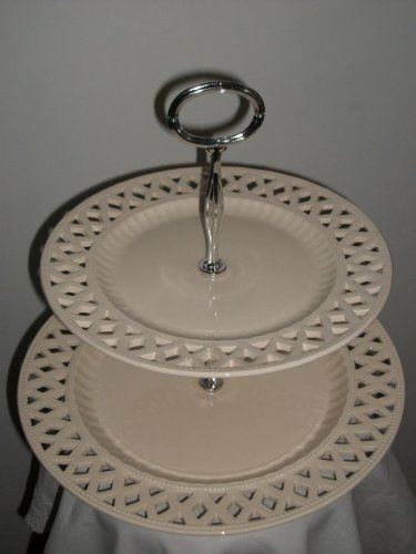 Leeds Pottery Openwork Creamware 2 Tier Cake Stand