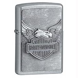 Zippo Harley-Davidson Eagle on Logo Emblem Lighter (Silver, 5 1/2 x 3 1/2 cm)
