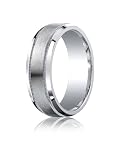 Bechmark Ring Argentium Silver 7mm Comfort-Fit Satin-Finished Center with Milgrain Design Band