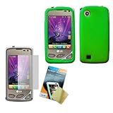 Green Silicone Case / Skin / Cover & LCD Screen Guard / Protector for LG Ch ....