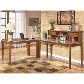 4PC Desk, Credenza, Low Hutch, and Corner Table Set