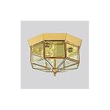 Solid Brass Hexagonal Beveled Glass Outdoor Flush Mount