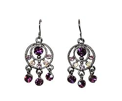 Earrings - E170 - Crystal Circle Drop ~ Amethyst