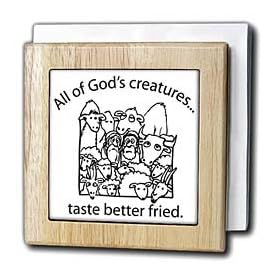 R McDowell Graphics Animal Humor - Better Fried - Tile Napkin Holders