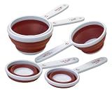 Progressive International 5-Piece Set of Collapsible Measuring Cups, Red and White
