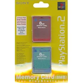 2 Cartes m�moire 8MB Playstation 2 : Bleu transparent + Rouge transparent