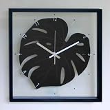 F-Style Clock�@�i�����Ȑl�H�ϗt�A���E���v�jMonstera deliciosa �����X�e���i�����Z���j BK 345x345x45mm