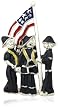 Three Firemen with American Flag Pin by Margot Townsend