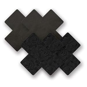 Nippies Black Cross Waterproof Self Adhesive Fabric Nipple Cover Pasties