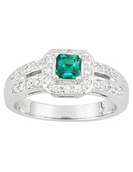 14K White Gold Emerald and Diamond Ring -- LIFETIME WARRANTY