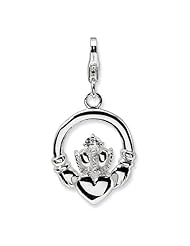 Sterling Silver CZ Claddagh w/Lobster Claw Clasp Clasp Charm