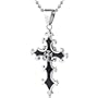 Stainless Steel Medieval Gothic Cross Pendant with Black Resin Inlay on a Stainless Steel Ball Chain