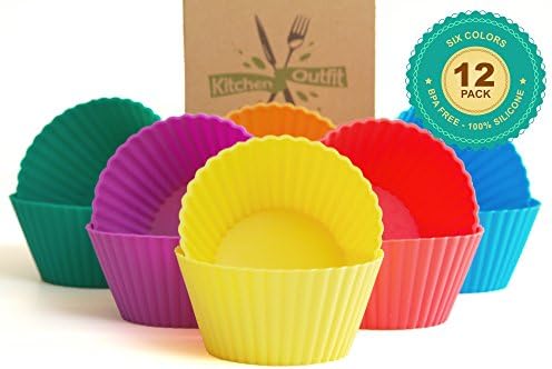 12 Pack of Reusable Silicone Baking Cups / Cupcake Liners From Kitchen Outfit