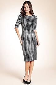 Round Neck Chevron Striped Dress