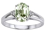 1.41 cts Genuine Green Amethyst and Diamond Ring - 14kt White or Yellow Gold