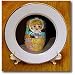 A Russian Stacking Doll Painted as a Girl with Flowers and Bright Colors - 8 Inch Porcelain Plate