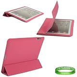 Polyurethanes Leather Smart Flap iPad 2 Cover - ( Hot Pink ) + Vangoddy Live * Laugh * Love Wrist Band!!!