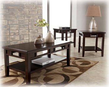 3 Pc Occasional Table Set Dark Brown Accent Table