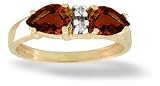 14K Yellow Gold Genuine Pear Garnet and Diamond Ring
