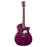 Luna Flora Lotus Acoustic Guitar, Tranz Plum/Quilted Maple