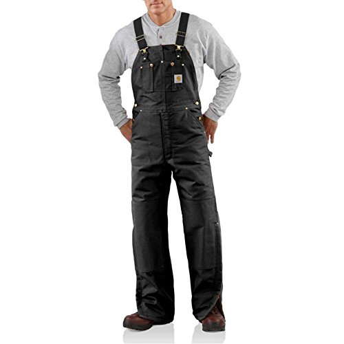 Carhartt Men's Quilt Lined Duck Bib Overalls R02,Black,36 x 32