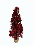 4′ Pre-Lit Color Changing Fiber Optic Red Poinsettia Artificial Christmas Tree