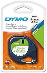 DYMO 10697 Self-Adhesive Paper Tape for LetraTag Label Makers, 1/2-inch, White, 13-foot Roll, 6-Pack