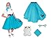Hip Hop 50's Shop 1950s Adult 4 Piece Poodle Skirt Costume Outfit for Women with Accessories (glasses, socks, scarf) (XSmall/Small, Teal)