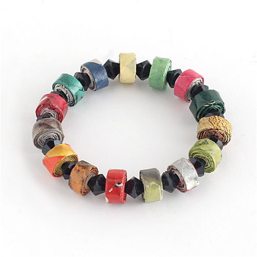 Beads and Recycled Magazines Assorted Bracelet Brazilian Bead Bonanza Fair Trade Gifts
