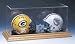 Double Mini Football Helmet Display Case with Genuine Wood Base