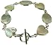 Silver Ladies White Mother of Pearl Heart and Oval 8" T-bar bracelet