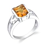 Sterling Silver 2.75 cts Radiant Cut Citrine Ring Size 9