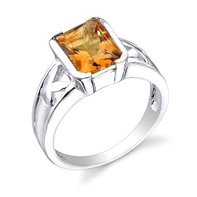 Buy Sterling Silver 2.75 cts Radiant Cut Citrine Ring Size 9 by Peora
