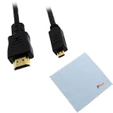 GTMax 6FT Gold Plated HDMI to Micro HMDI Cable (Black) + Microfiber Cleaning Cloth for Motorola Droid Bionic Targa XT875, Photon 4G, Droid 3 XT862, Atrix 4G MB860, Droid Bionic XT865, Droid X , Droid 4, Droid RAZR MAXX; Samsung Droid Charge SCH i510/i520 ; HTC Evo 4G; ASUS Transformer Prime , TF300
